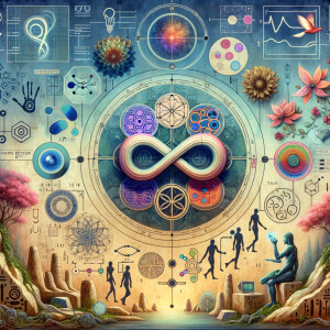 The golden ratio, Minimalist art Circuit, boards, circuitry, diagrams Cellular structures, DNA, circuit boards, colorful wires,  asian and Egyptian  graffiti, lie detector graphs, cardio, printout , branches infinity sign, cave, Art, handprints, distant birds flying, flowering vines, abstract gestural painting, dna