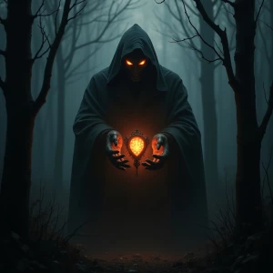 "In the heart of a shadowed forest, an ominous entity looms, its...
