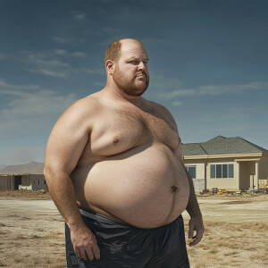 Create a hyperrealistic digital image of a fat Curtis Kowe, a Ca...