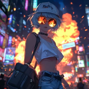 young, rebellious anime-style character. The character should ha...