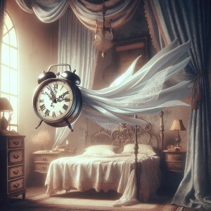Ethereal fantasy concept art depiction of an old fashioned alarm...