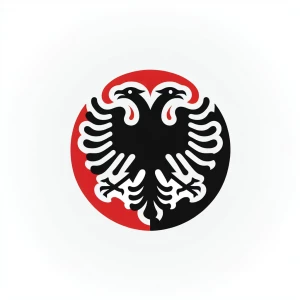 Logo of the Albanian flag of a red and black 2-headed eagle with...