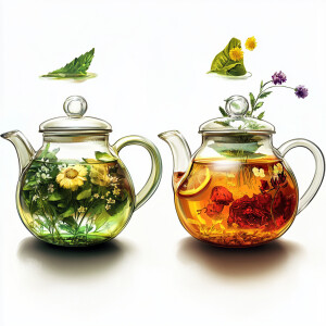 设计一款玻璃茶壶和养生茶，养颜茶