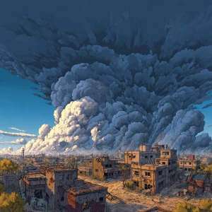 Harsh winds blow, dust clouds rise, and a storm approaches. Agai...