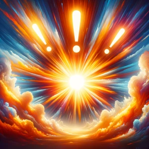 An sun image with three exclamation marks at the top right side