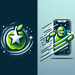 Create a logo of feud between Apple iPhone and Android