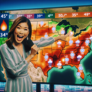 High resolution. Meteorologist reports weather on tv! Super high...