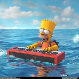 Bart Simpson explores his musical talent by playing keyboards in...