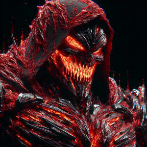 The Joker wearing armor with red liquid static paint, 8k resolut...