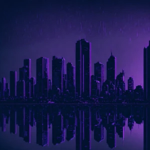 Houston skyline with purple water drips