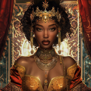 Create an illustration of a Mixed Ethnicity Empress, embodying A...