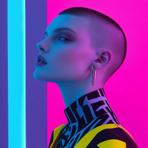 Avant garde high fashion editorial beauty portrait, pale androgy...