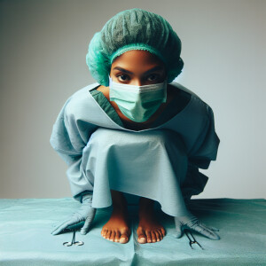 Photo of Worried Dominican woman rushed to surgery wearing green...