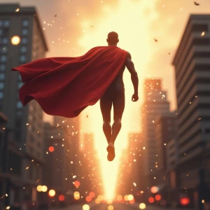 Generate an image of an African Nigerian superhero, dramatically...