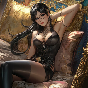 Create an illustration of Bayonetta in the distinct Artgerm aest...