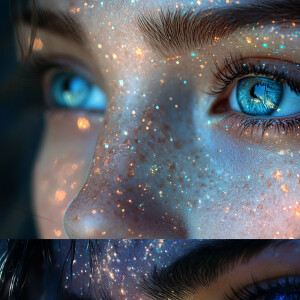 portrait | wide angle shot of eyes off to one side of frame, luc...