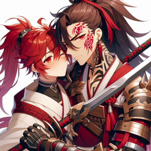 Renji Abarai from the anime “Bleach” kisses Erza Scarlet from th...