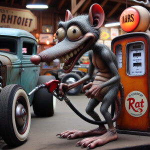Rat fink pumping gas