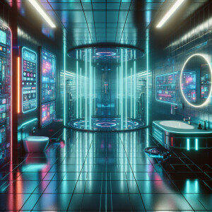 Massive Cyberpunk bathroom