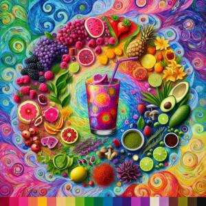 Give me 15 various images of a glass of happy juice. make it rea...