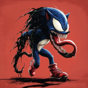 Create an image of a character that combines Sonic the Hedgehog'...