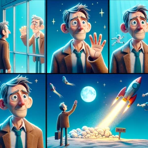 A man who walks by and says hello to the viewers. He then notice...