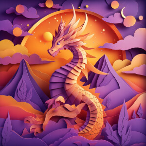 A multi-dimensional paper kirigami craft featuring an ancient dr...