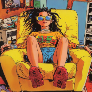 Funny, cartoon, waxy, wacky, chaise lounge for 90s teenage girl