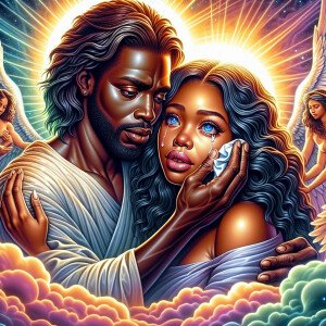 Ensure that the image distinctly represents both Jesus Christ an...