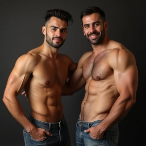 Carlos y Ramón desnufos tienen un cuerpo velludo y musculoso y e...