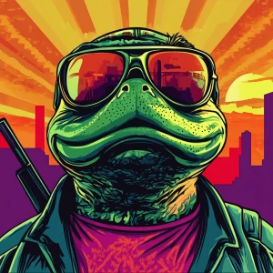 MEME PEPE in GTA art style — — in the style of a Grand Theft Au...