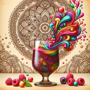 draw a glass of happy juice. make it really happy juice and rain...