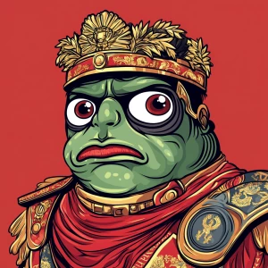 Pepe with pumped-up lips of a bright red color in carton style...