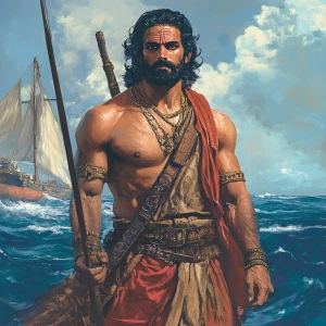 Design an image of Mugala, an unsung hero from the 5th century B...