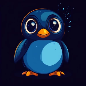 cute and simplistic cartoon character of a baby penguin. The pen...