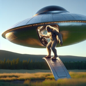 A 30-foot-wide silver flying saucer descends gracefully in Ontar...