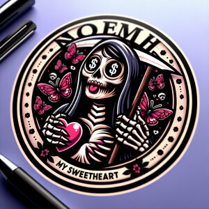 Create a detailed, horror-themed circular logo that includes a c...