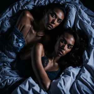 Sensual laying in a bed, Caucasian female