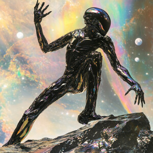 A majestic extraterrestrial being with elongated crystalline fin...