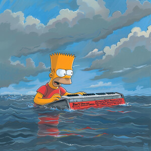Bart Simpson explores his musical talent by playing keyboards in...