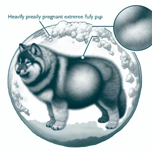 Heavily pregnant wolf pup that is super fluffy fur