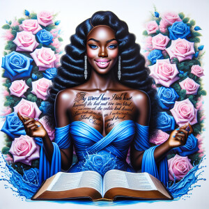 Create an image of an ultra-light-skinned African-American woman...