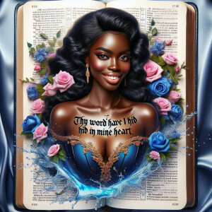 Create an image of an ultra-light-skinned African-American woman...