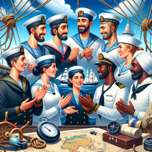 Sailors communicate with people