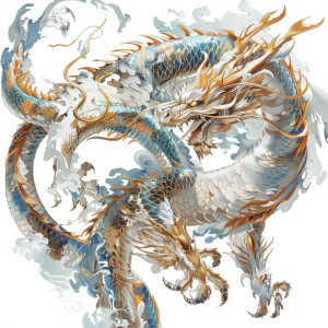 Full body picture of Mythical  flying Japanese dragon with the c...