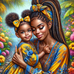 A tender depiction of a Bohemian mother with her child, both sty...