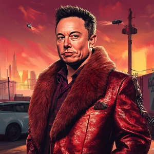 Elon Musk in GTA art style, , highly detailed character portrai...