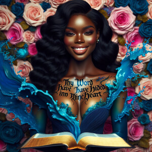 Create an image of an ultra-light-skinned African-American woman...