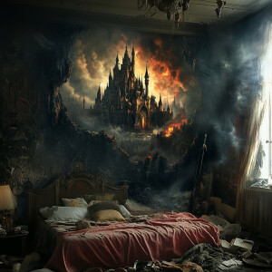 A high-definition, realistic image of a portal to a gothic castl...