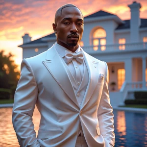 create a highly detailed image of a man resembling 2Pac, dressed...